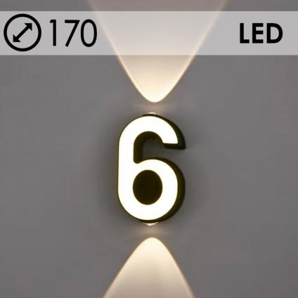 Светильник уличный настенный Цифра 6 BK+WH LED 4-7W h170, OUN24